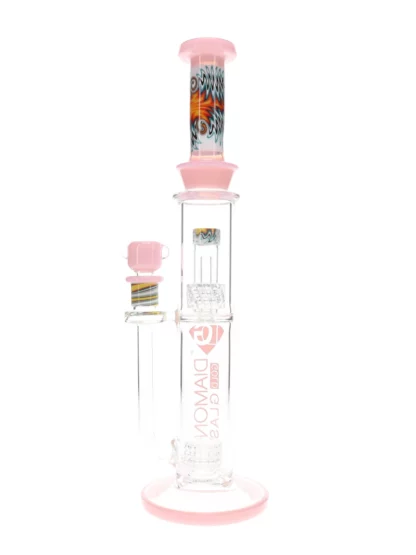 16" Wig Wag Matrix Showerhead Water Pipe by Diamond Glass pink back