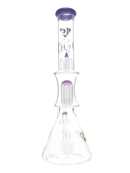 18" Sea Mine Double Tree Perc Water Pipe by Diamond Glass violet Side2