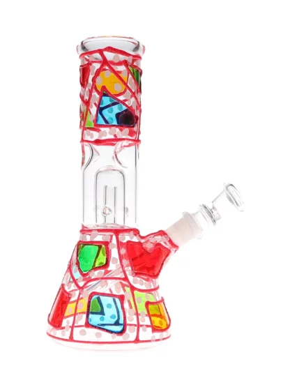 8 Mozayka Beaker Base Water Pipe White Pink