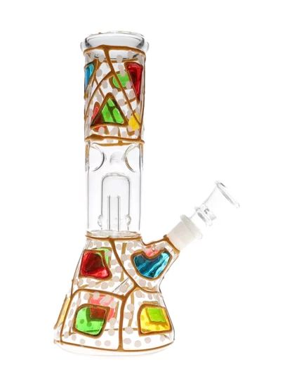 8 Mozayka Beaker Base Water Pipe White Yellow