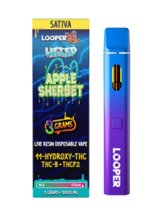 Apple Sherbet Looper XL Lifted Series 11-Hydroxy-THC+ THC-B+THCP2 Live Resin Disposable Vape 3G