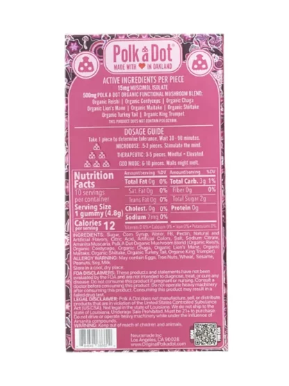 Lychee Sour Fizz PolkaDot Magic Mushroom Belgian Magic Blend Gummies Back