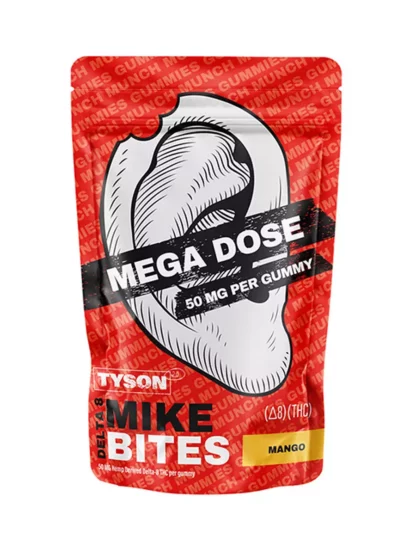 Mango Tyson 2.0 Mike Bites Mega Dose Delta 8 Gummies 1000mg