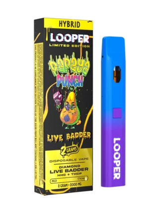 Papaya Punch Looper Limited Edition Diamond Live Badder HHC+THC-P Disposable Vape 2G