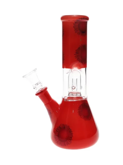 Red Dandelion 8 Bamboo Beaker Base Water Pipe