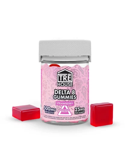 Strawberry Tre House Delta 8 Gummies 500mg