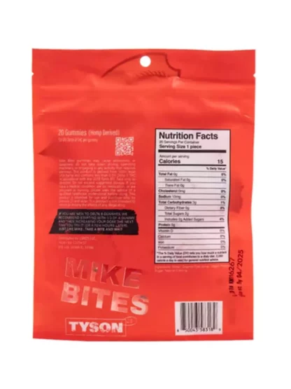 back Tyson 2.0 Mike Bites Mega Dose Delta 8 Gummies 1000mg