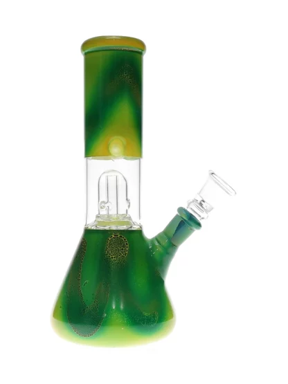 8" Marble Beaker Base Water Pipe Green Yellow