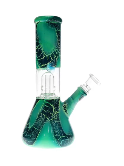 8" Marble Beaker Base Water Pipe Green Teal
