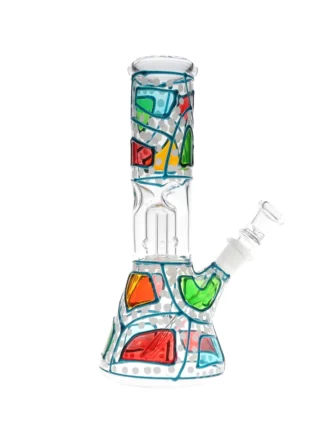 8" Mozayka Beaker Base Water Pipe Blue White