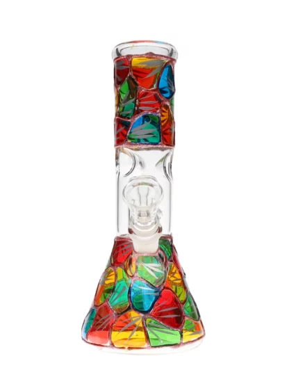 8" Mosaic Beaker Base Water Pipe Side