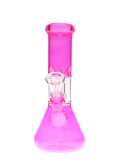 8" Neon Beaker Base Water Pipe Pink side