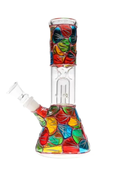 8" Mosaic Beaker Base Water Pipe Side2