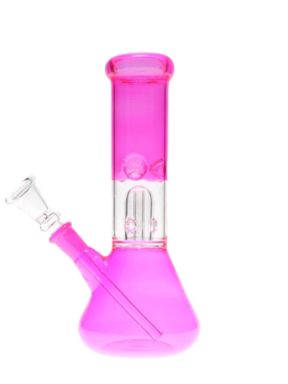 8" Neon Beaker Base Water Pipe Pink Back