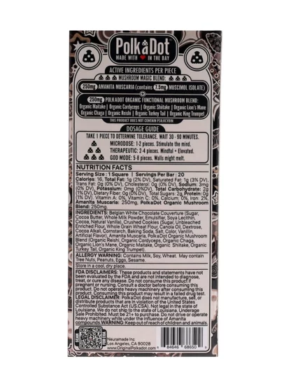 Cookies & Cream Swirl PolkaDot Magic Mushroom Belgian White Chocolate Back