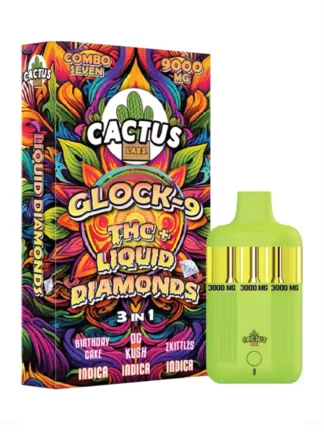 Birthday Cake OG Kush Zkittles Cactus Labs Glock 9 THC + Liquid Diamonds 3in1 Vape 9000mg