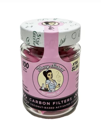 Blazy Susan Pink Activated Carbon Filter Tips Xtra Slim 100ct