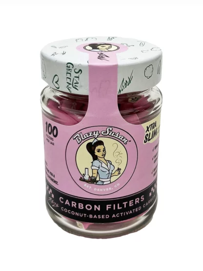 Blazy Susan Pink Activated Carbon Filter Tips Xtra Slim 100ct