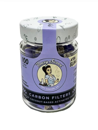 Blazy Susan Purple Activated Carbon Filter Tips Xtra Slim 100ct
