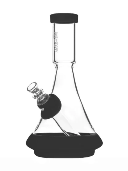 Grav Deco Beaker Borosil icate Glass & Silicone Water Pipe Clear Black