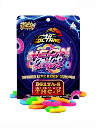 Hi Octane Dimo Live Resin D8+THCP Neon Gummy Rings 1000mg