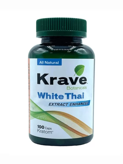 Krave Botanicals White Thai Extract Enhanced Kratom Capsules
