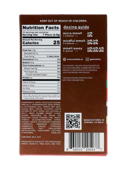 Milk Chocolate & Candy Mmelt Magic Mushroom Chocolate Bar 6G Back