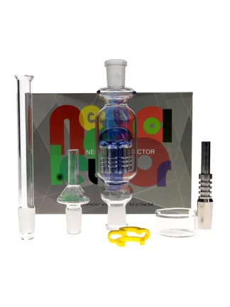 14mm Nectar Collector With Tree Perc + Titanium & Quartz Tip Blue