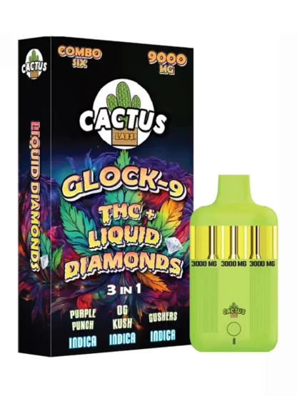 Purple Punch OG Kush Gushers Cactus Labs Glock 9 THC + Liquid Diamonds 3in1 Vape 9000mg