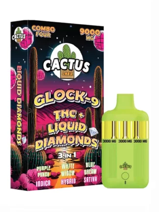 Purple Punch White Widow Blue Dream Cactus Labs Glock 9 THC + Liquid Diamonds 3in1 Vape 9000mg