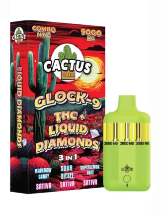 Rainbow Candy Sour Diesel Superlemon Cactus Labs Glock 9 THC + Liquid Diamonds 3in1 Vape 9000mg