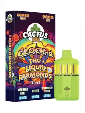 Wedding Cake Gelato Strawberry Cactus Labs Glock 9 THC + Liquid Diamonds 3in1 Vape 9000mg