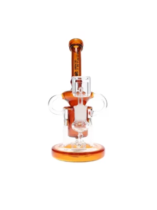 9" Tsunami Concentrate Rig Showerhead Recycler Water Pipe Amber