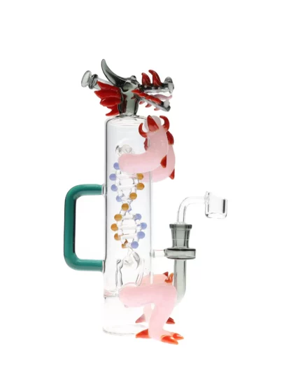 11 Dragon DNA Helix Glass Water Pipe pink side