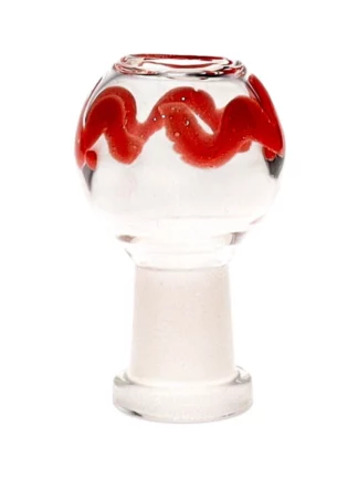 14MM Red Snake Swirl Male Glass Bowl