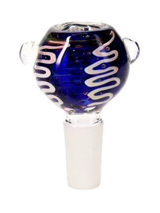 14MM Blue & Pink Snake Swirl Male Glass Bowl