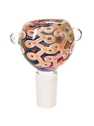 14MM Blue & White Snake Swirl Male Glass Bowl