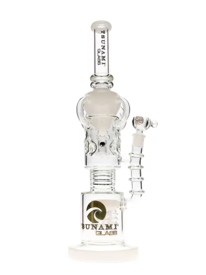 17 Tsunami Electric Ball Arm Recycler Water Pipe Clear White