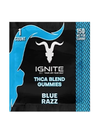 Blue Razz Ignite THC-A Blend Gummies 150mg