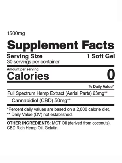 CBDfx Ultra Full Spectrum CBD Gel Capsules 1500mg d