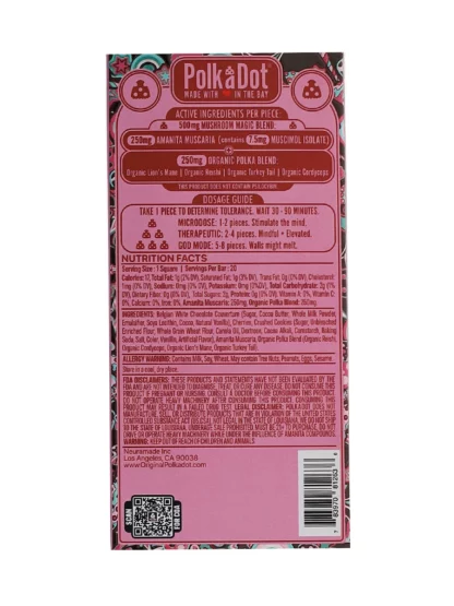 Chocolate Cherry Cordial PolkaDot Magic Mushroom Belgian White Chocolate Back