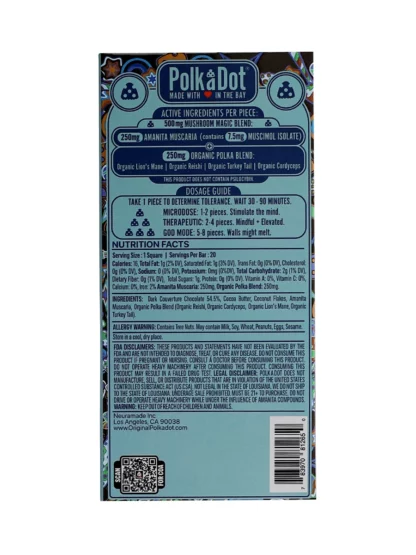 Coconut Blend PolkaDot Magic Mushroom Belgian Dark Chocolate Back