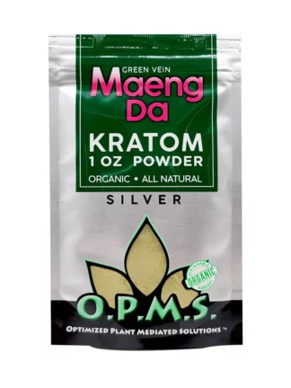 Green Maeng DA OPMS Kratom Silver Powder 1oz Bag