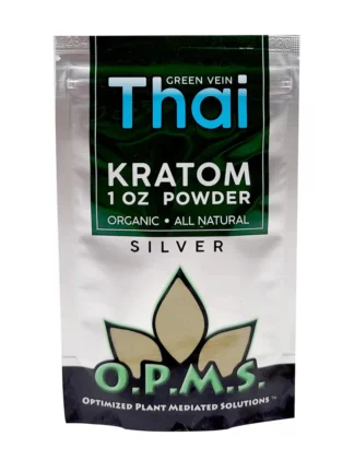 Green Thai OPMS Kratom Silver Powder 1oz Bag
