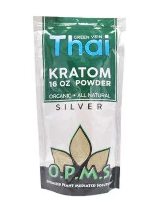 Green Vein Thai OPMS Kratom Silver Powder 16oz Bag