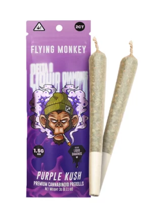 Purple Kush Flying Monkey Delta 8 Liquid Diamonds Pre Rolls 3G