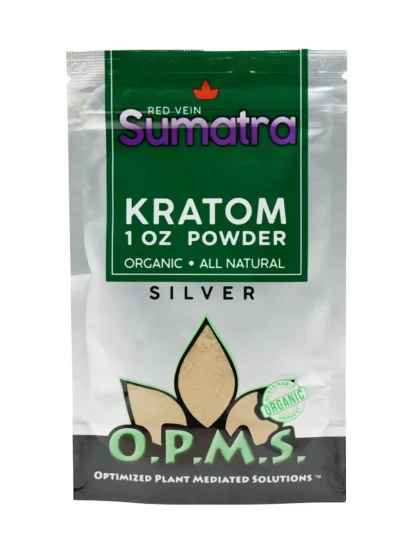 Red Sumatra OPMS Kratom Silver Powder 1oz Bag