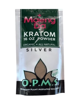 Red Vein Maeng Da OPMS Kratom Silver Powder 16oz Bag