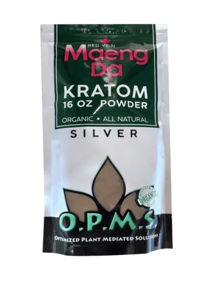 Red Vein Maeng Da OPMS Kratom Silver Powder 16oz Bag