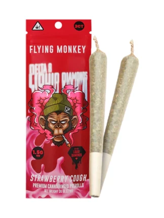 Strawberry Cough Flying Monkey Delta 8 Liquid Diamonds Pre Rolls 3G